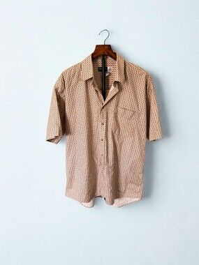 Vintage 90s Alexander Martin Men's XL Geometric Print Cotton Button Up Shirt